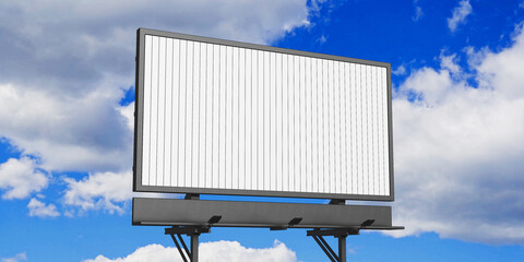Advertising And Branding Concept. Blank Outdoor Billboard Against Sky. 3d Rendering