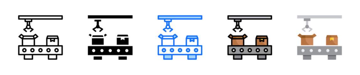 Manufacturing Process Icon Set Multiple Style Collection