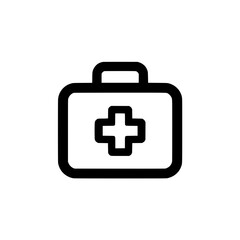 Obraz premium Medical briefcase icon with cross symbol, representing emergency kit, hospital supplies, or healthcare travel pack.
