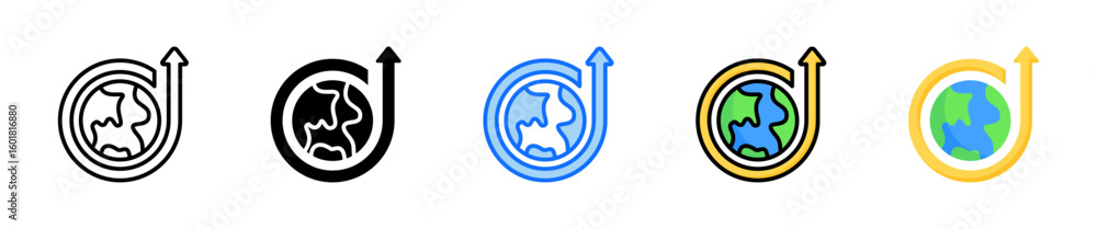 Poster global expansion icon set multiple style collection