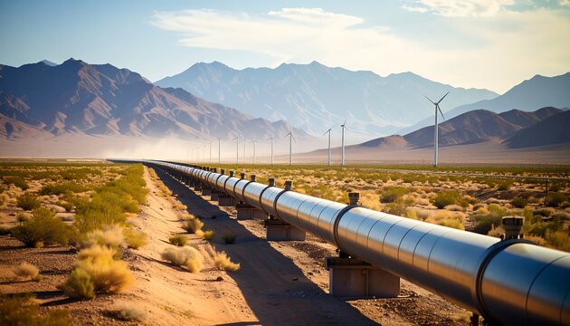 Pipeline stretches across a desert landscape - Powered by Adobe