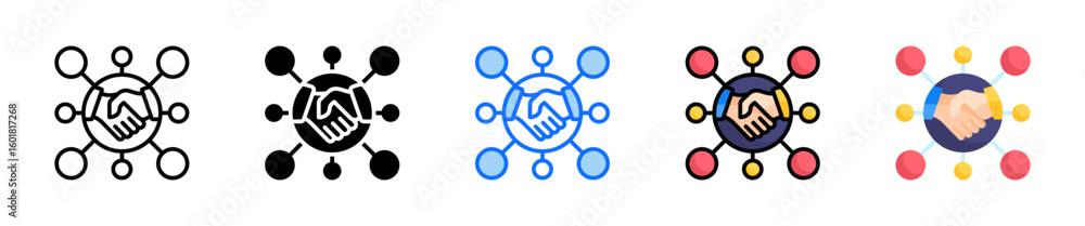 Poster digital collaboration icon set multiple style collection