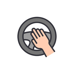 Hand Honking Car Horn On Steering Wheel With Transparent View