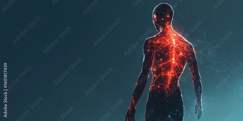 Poster a futuristic human figure with glowing neural interfaces connected to an advanced ai network