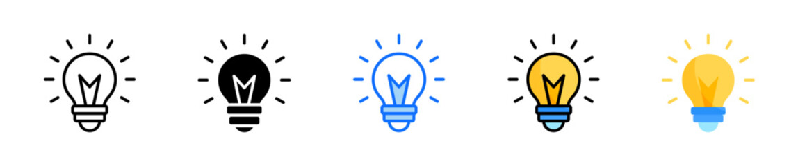 Lightbulb Icon Set Multiple Style Collection