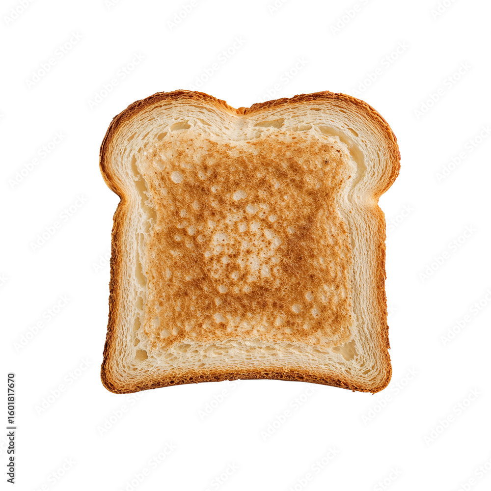 Poster golden toasted bread slice with crispy edges against an isolated transparent backdrop evokes