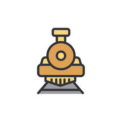 Locomotive With Outline Style Showing Vintage Transportation