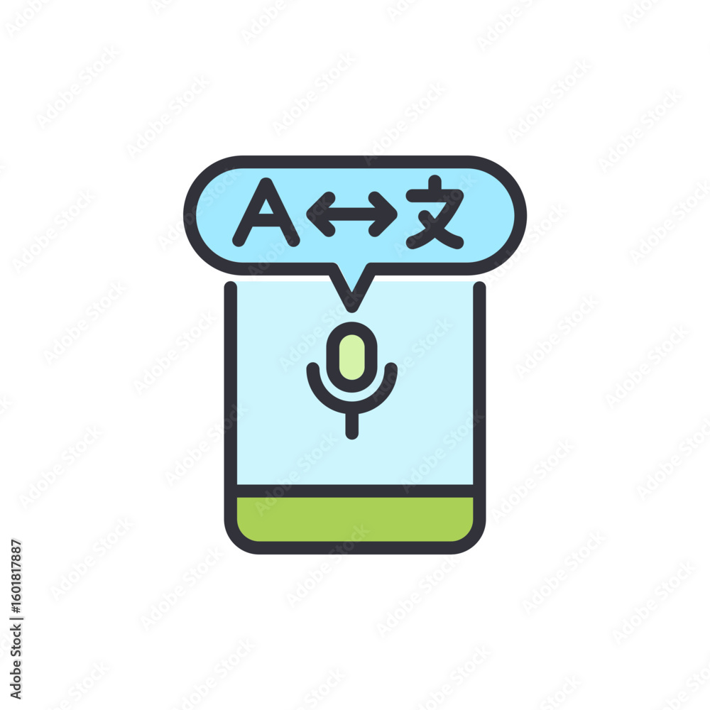 Poster digital language translator concept showing mobile phone application