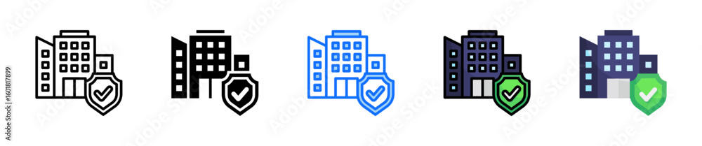 Poster shield icon set multiple style collection