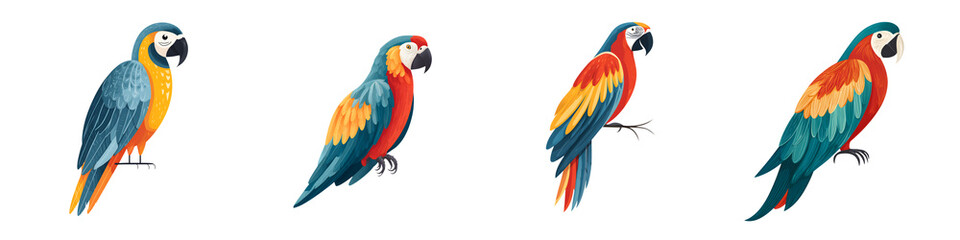 Fototapeta premium Colorful Macaw Parrot: Tropical Bird Isolated on White