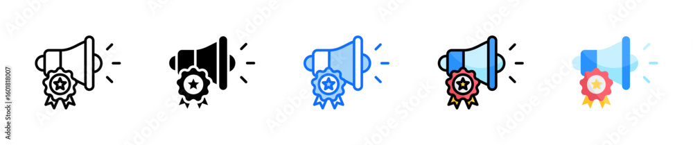 Poster megaphone icon set multiple style collection