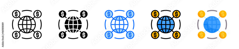 Poster networking icon set multiple style collection