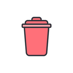 Simple Isolated Cartoon Trash Can Icon With Transparent Background