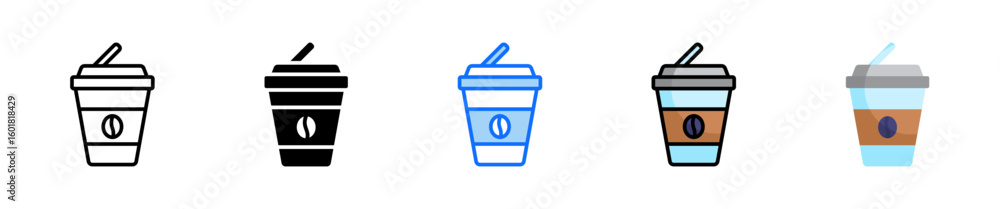 Poster coffee icon set multiple style collection