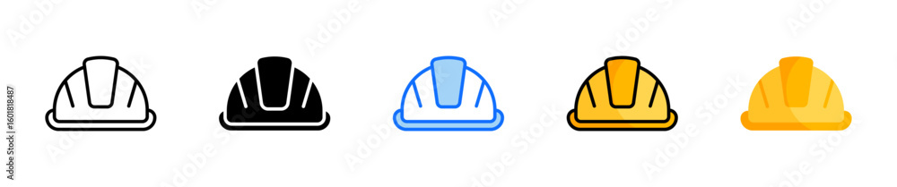 Poster helmet icon set multiple style collection