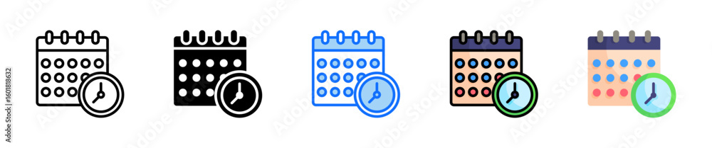 Poster deadline icon set multiple style collection