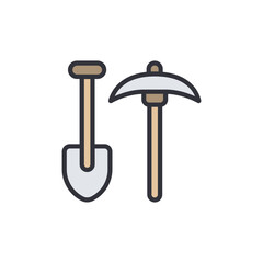 Stylized Flat Illustration Of Mining Tools On A Transparent Backdrop
