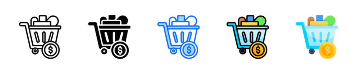 Shopping Cart Icon Set Multiple Style Collection