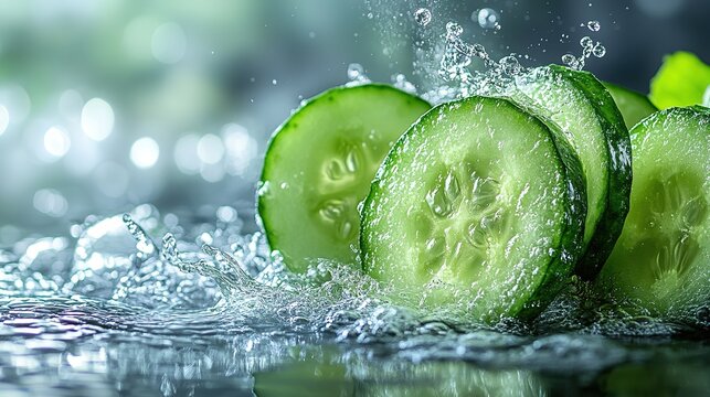 fresh cucumber in water