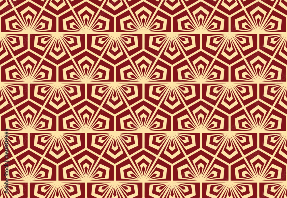 Poster abstract geometric pattern. a seamless vector background. golden and red ornament. graphic modern pa