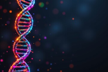 Vibrant Double Helix Structure with Colorful Orbs