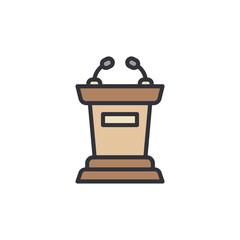 Speaker Podium With Microphones For Public Speech Presentation