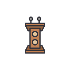 Elegant Podium With Microphones For Speech And Public Speaking Event