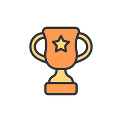 Golden Trophy Icon With Star Symbol Isolated On Transparent Background