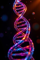 Luminous Double Helix with Bokeh Effect Dark Background
