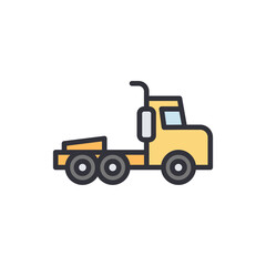 Stylized Yellow Semi Truck Illustration On Transparent Background