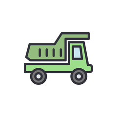 Illustration Of A Heavy Duty Dump Truck In Green Color Palette