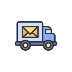 Stylized Truck Delivering An Envelope Message With Fast Delivery Service