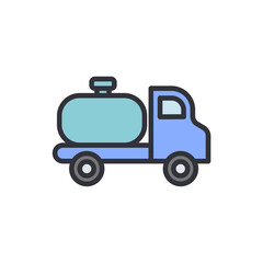 Stylized Water Tank Truck Icon With Rounded Design On Transparent Canvas