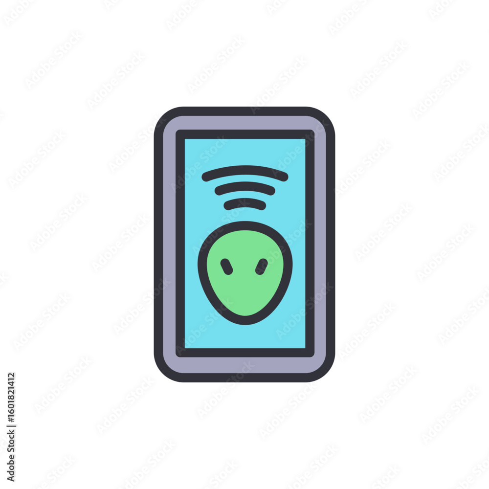 Poster stylized alien communication device vector icon isolated design