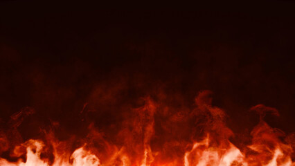 3D Burning embers glowing. Fire Glowing Particles on Black Background