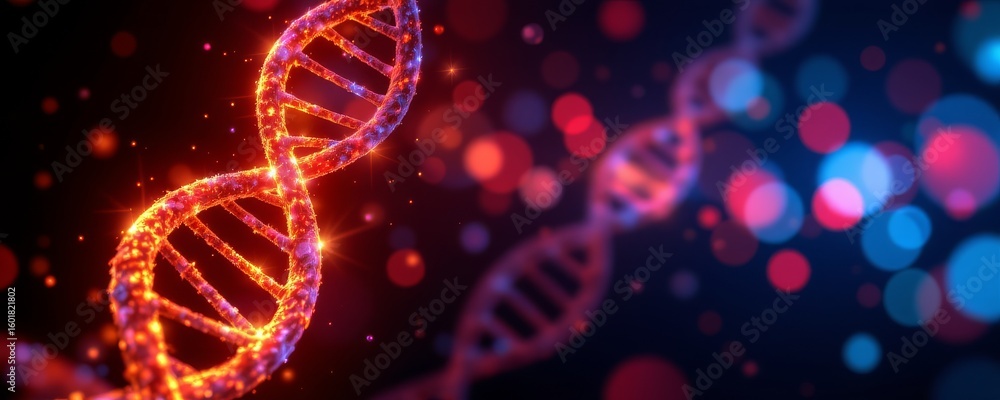 Poster glowing helix structure futuristic setting