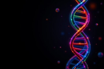 Vibrant Stylized Double Helix Black Background