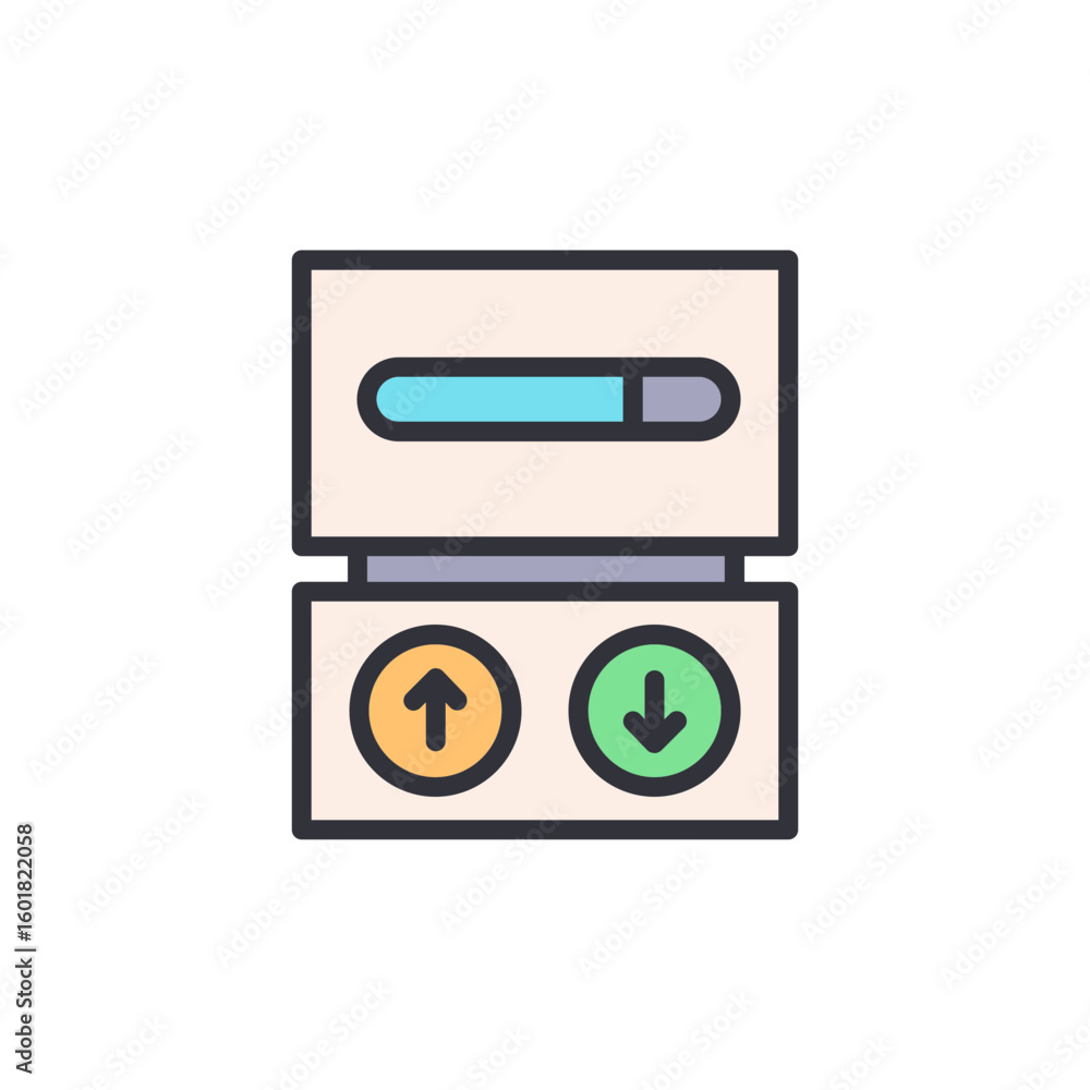 Poster modern device featuring control panel and progress indicator