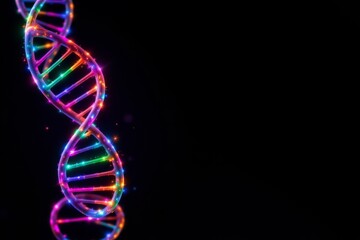 Colorful Double Helix Structure Black Background