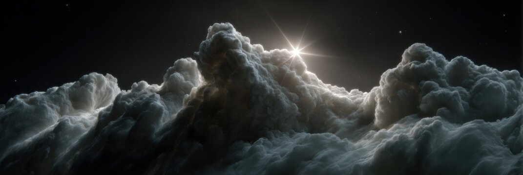 Majestic interstellar dust cloud with starburst in space