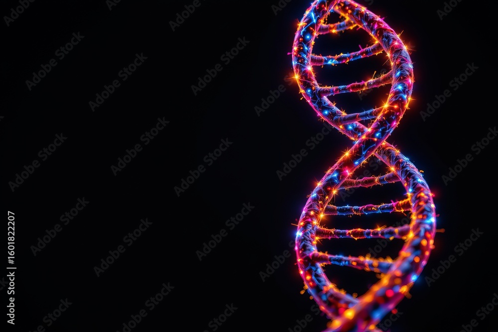 Poster vibrant spiraling structure with multicolored illumination