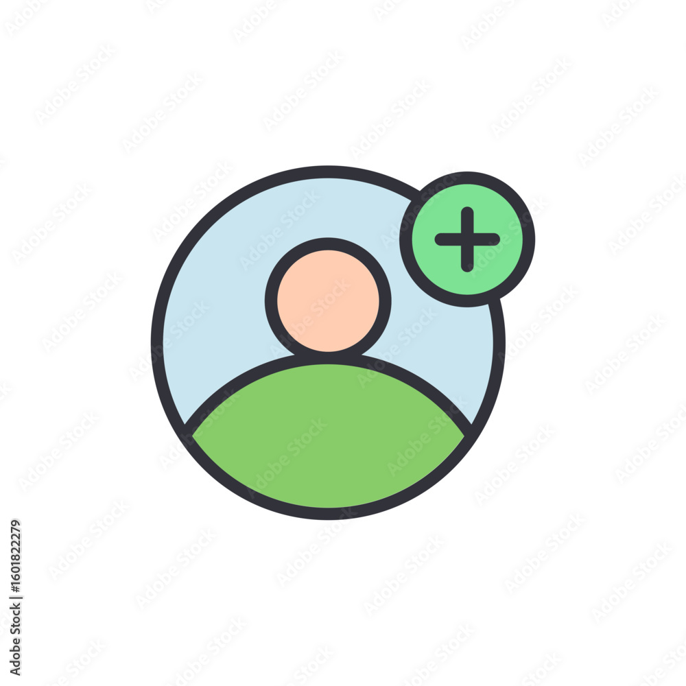 Poster new user interface for social network profile and plus symbol icon