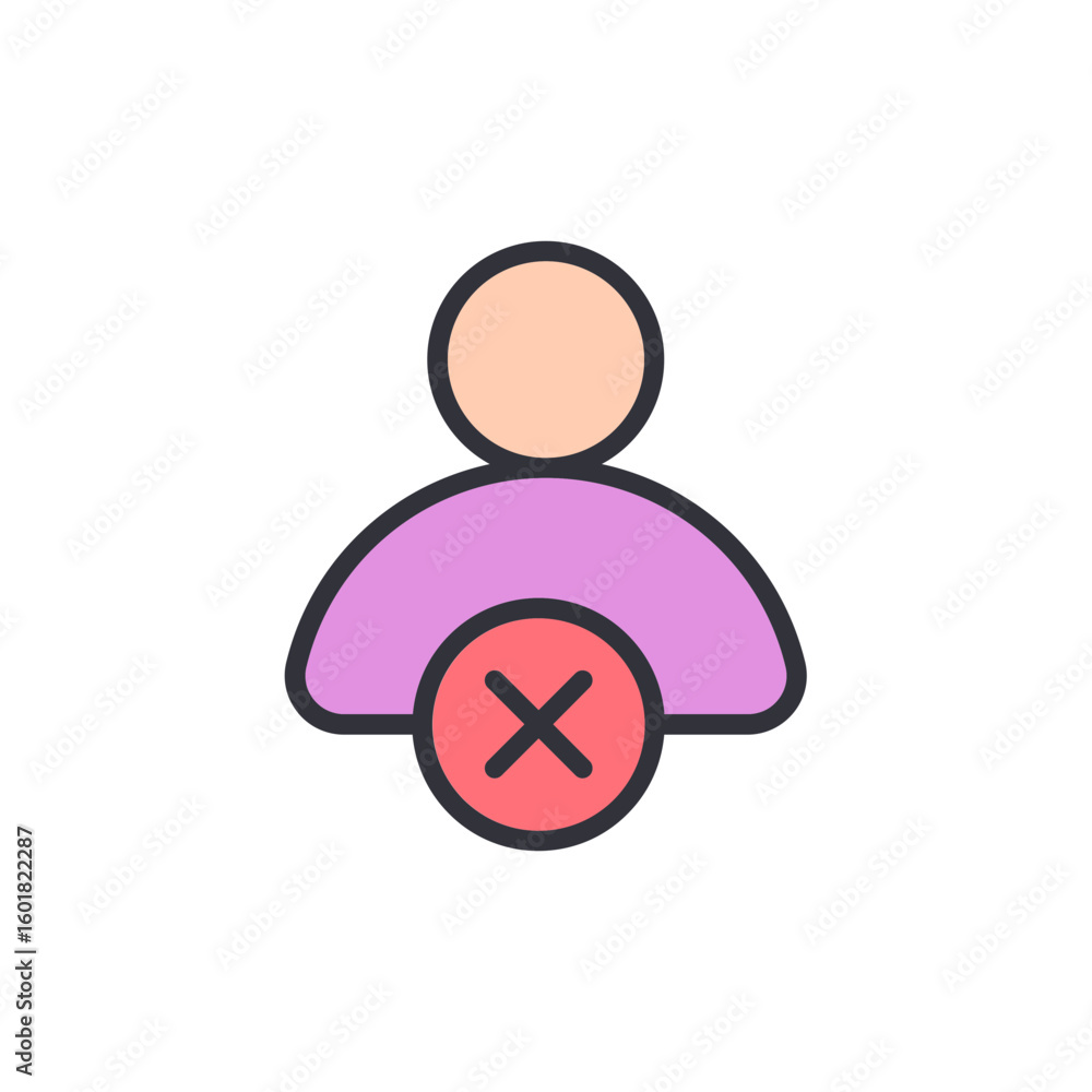 Aufkleber user account deletion symbol with x mark icon on transparent background