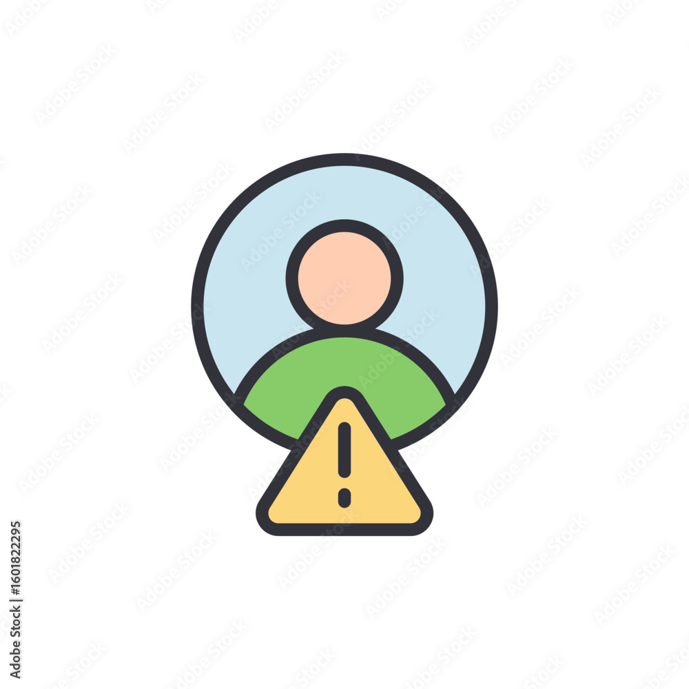 Poster user account alert symbol on circular avatar with transparent layout