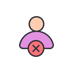 User Account Deletion Symbol With X Mark Icon On Transparent Background