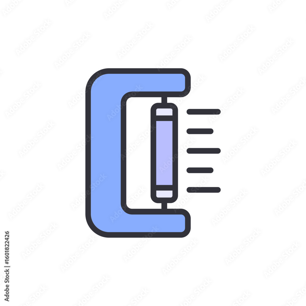Poster stylized icon representing measurement tool on transparent display