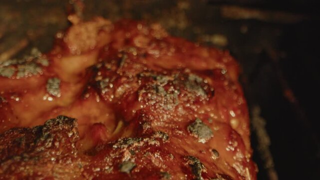 Beautiful dolly out of deliciously grilled spareribs on a barbecue