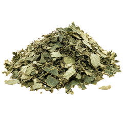 Dried Moringa Leaves On White Background. Natural Remedy. Herbal Medicine Concept. Food Additive.