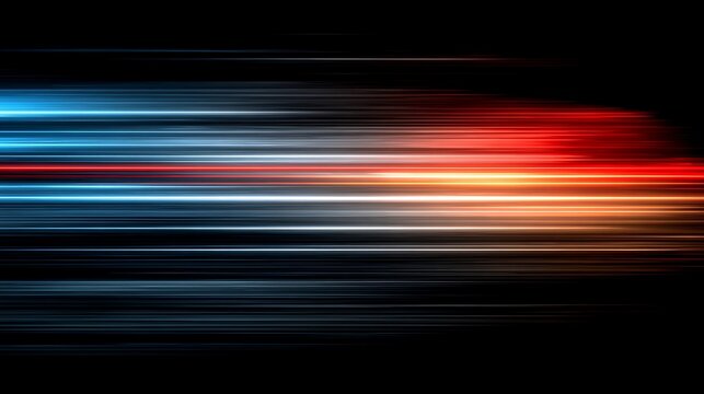 Abstract streaks of blue red and white light against a dark background