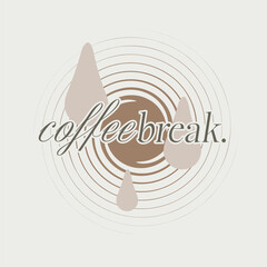 Brown Cozy Flat Coffee BreakCalligraphy with Twisted Circle and Waterdrops